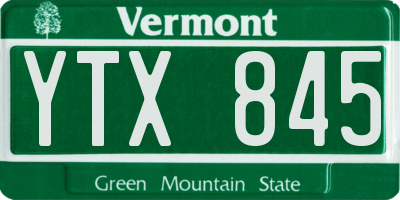 VT license plate YTX845