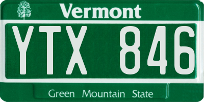 VT license plate YTX846