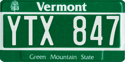 VT license plate YTX847