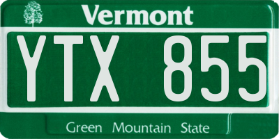 VT license plate YTX855