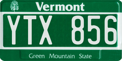 VT license plate YTX856