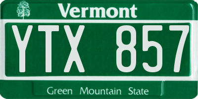 VT license plate YTX857