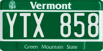 VT license plate YTX858
