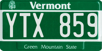 VT license plate YTX859