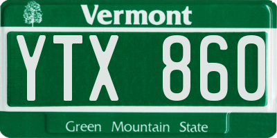 VT license plate YTX860