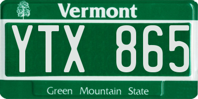 VT license plate YTX865