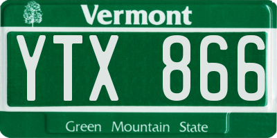 VT license plate YTX866