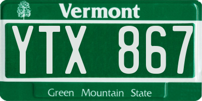 VT license plate YTX867