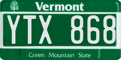 VT license plate YTX868