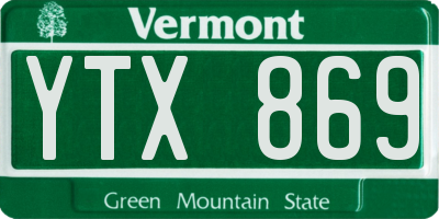 VT license plate YTX869