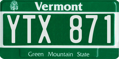 VT license plate YTX871