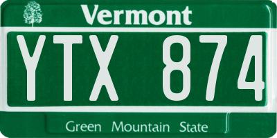 VT license plate YTX874