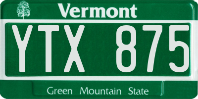 VT license plate YTX875