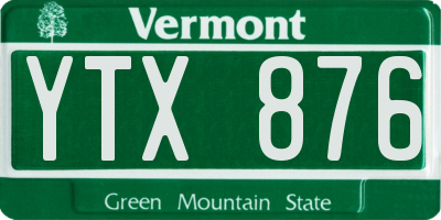 VT license plate YTX876