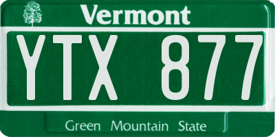 VT license plate YTX877