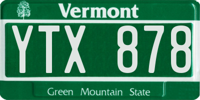 VT license plate YTX878