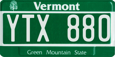 VT license plate YTX880