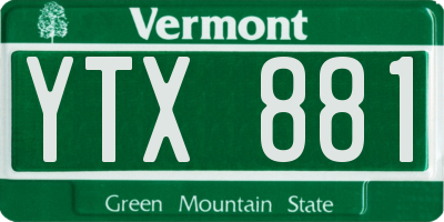VT license plate YTX881