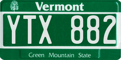 VT license plate YTX882