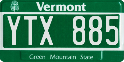 VT license plate YTX885