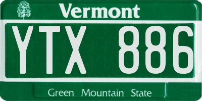 VT license plate YTX886