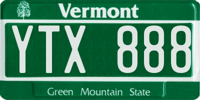 VT license plate YTX888