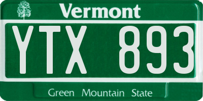 VT license plate YTX893