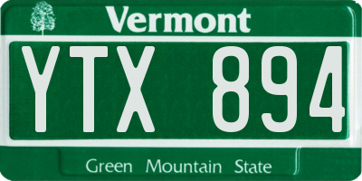 VT license plate YTX894