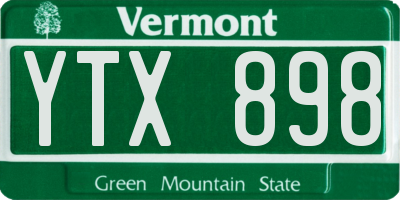 VT license plate YTX898