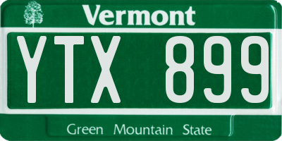 VT license plate YTX899