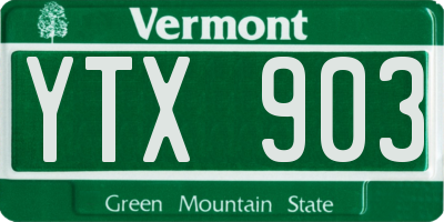 VT license plate YTX903