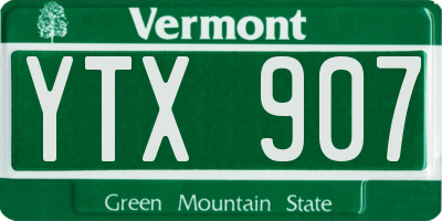 VT license plate YTX907