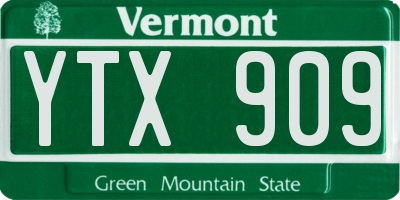 VT license plate YTX909