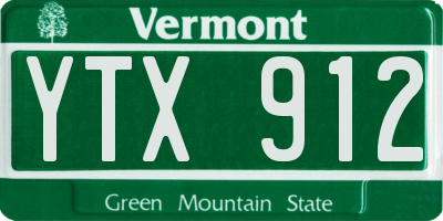 VT license plate YTX912
