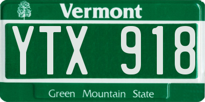 VT license plate YTX918