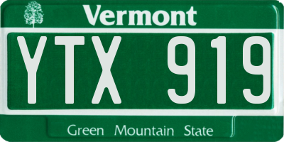 VT license plate YTX919