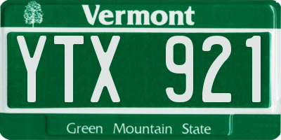 VT license plate YTX921