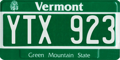 VT license plate YTX923