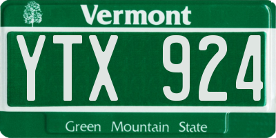 VT license plate YTX924