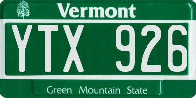 VT license plate YTX926