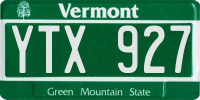 VT license plate YTX927
