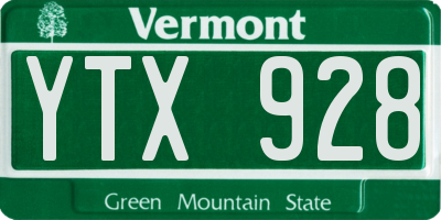 VT license plate YTX928