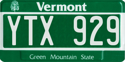 VT license plate YTX929