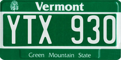 VT license plate YTX930