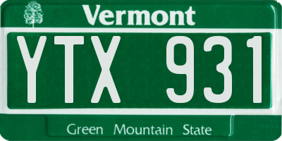 VT license plate YTX931