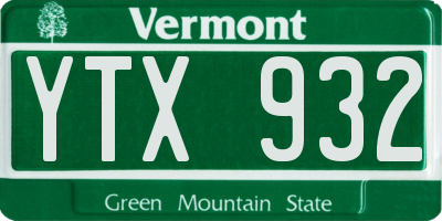 VT license plate YTX932
