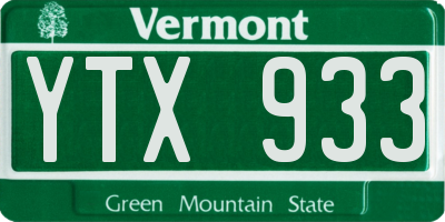 VT license plate YTX933