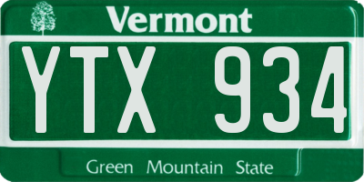 VT license plate YTX934