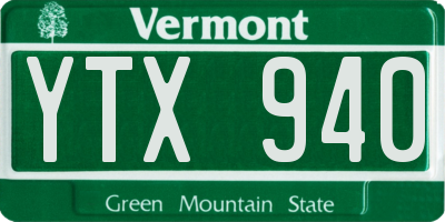 VT license plate YTX940