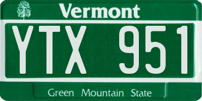VT license plate YTX951